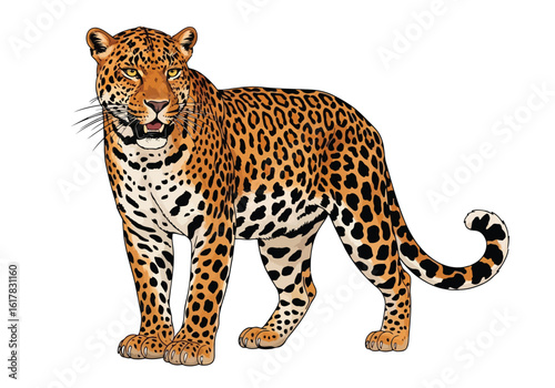 Cartoon Big Cats: Lion, Tiger, Jaguar, and Ocelot; Vibrant, Friendly, Wildlife Illustration; Perfect for Children's Books, Educational Materials, or Animal-Themed Designs.
