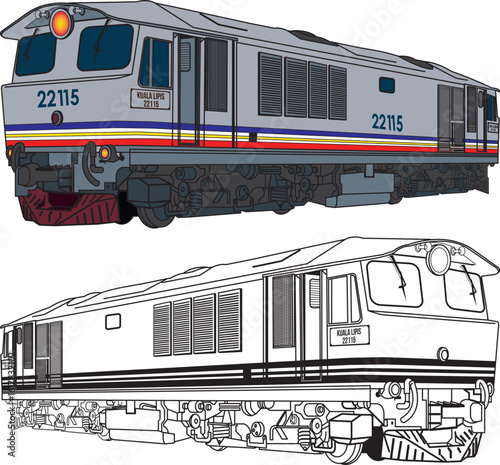 Classic Malaysian Railway Diesel Locomotive in Retro Style