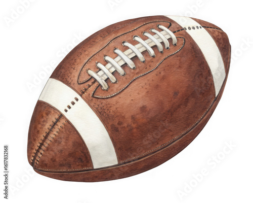 American football watercolor illustration isolated on transparent background