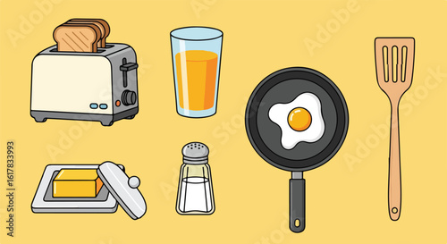 Delicious breakfast scene with toast, eggs, and juice, perfect for food blogs, morning routines, or culinary projects; start your day right!