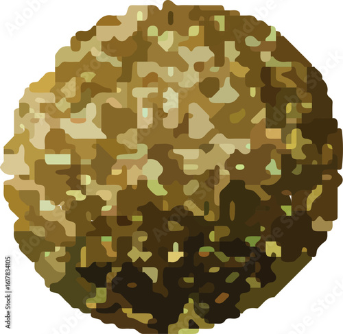 Falafel food in a round, crispy texture. Brown vector illustration with simple pattern, ideal for vegetarian or vegan cuisine.