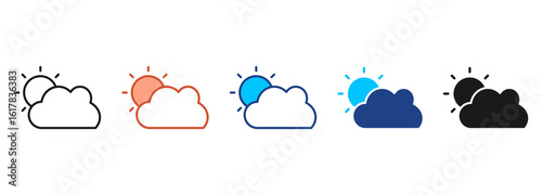 Cloudy Icon Set Multiple Style Collection