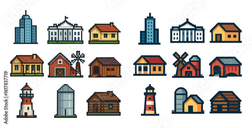 Pixel USA Architecture Icons