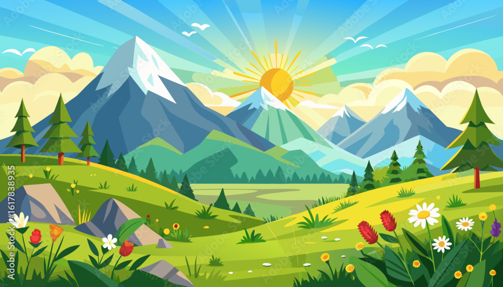 Obraz premium Vector art of an abstract green gradient background featuring a bright light source in the center, blending smoothly into darker tones