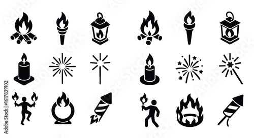 Isometric Fire Festival Icons