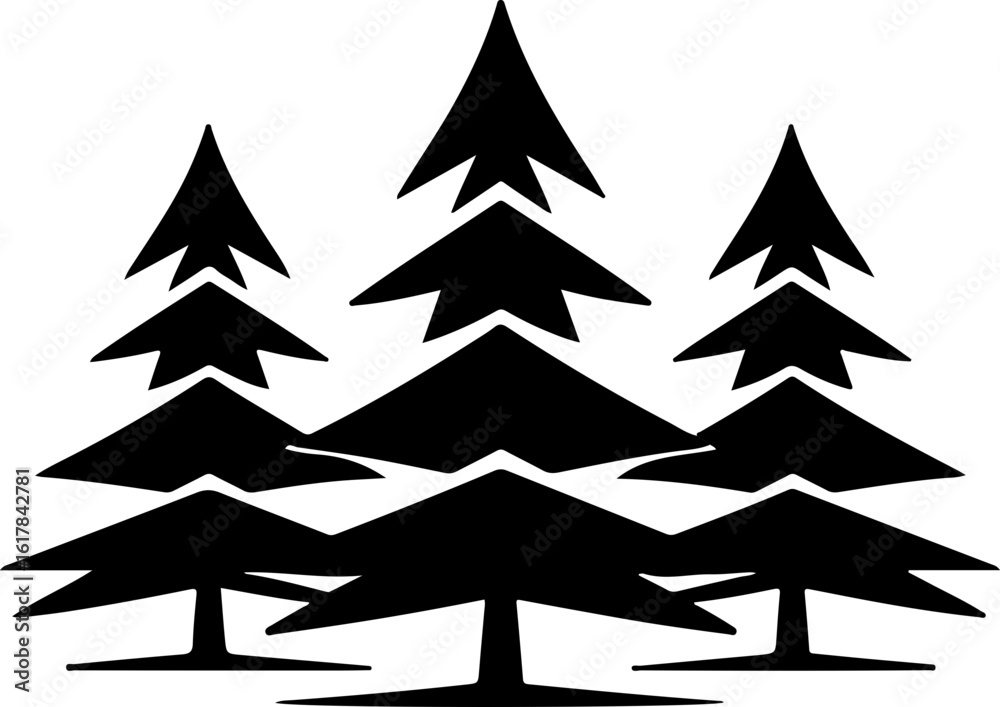 Obraz premium Stylized evergreen trees symbolizing nature and growth