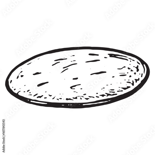 Hand-Drawn Flatbread Sketch Icon for Ethnic Food Design Art