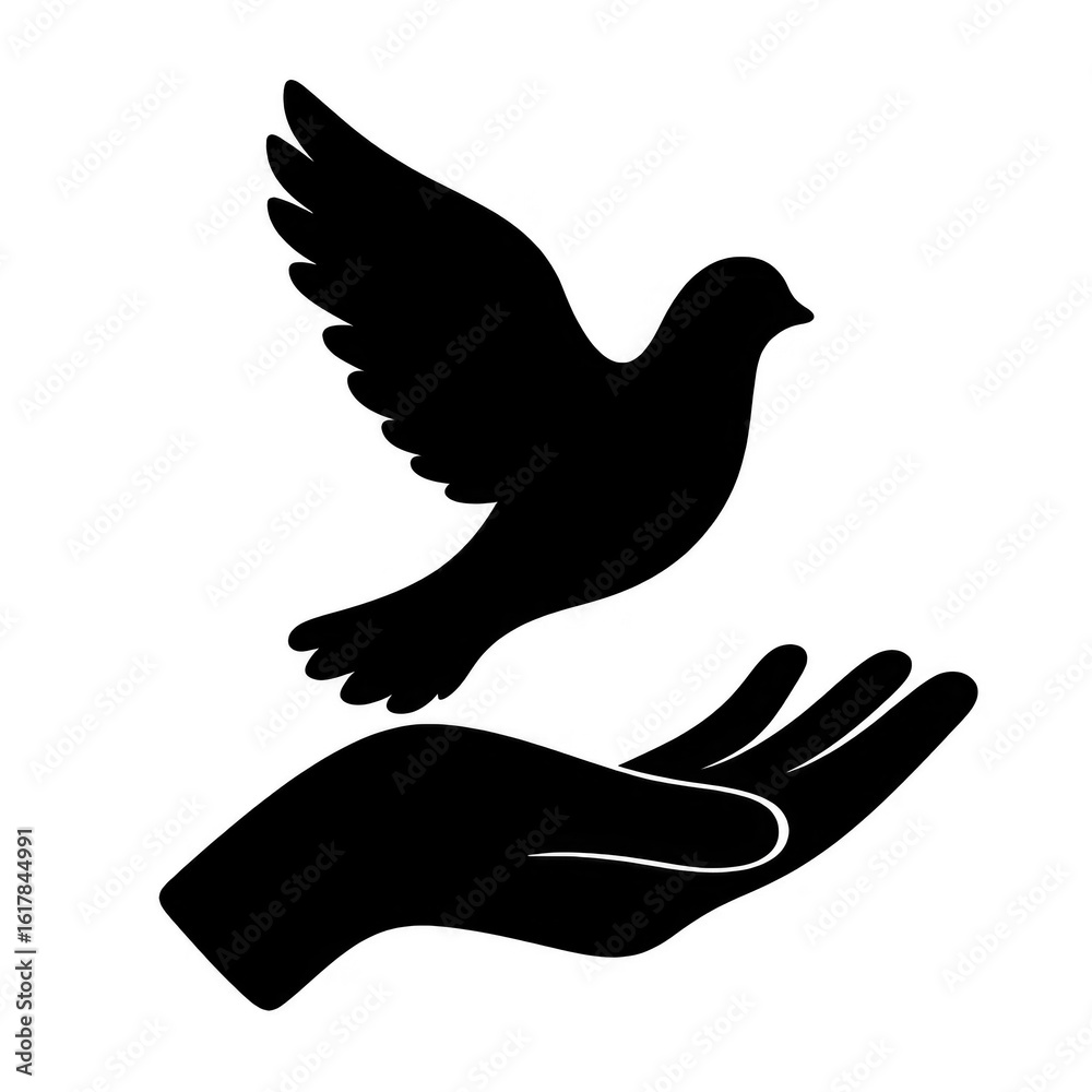 Obraz premium Emotional Tribute to Ancestors Hand Releasing Bird as Symbol of Freedom and Peace International Day For The Abolition of Slavery Concept