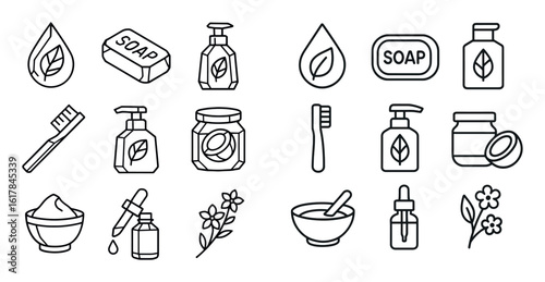 Vegan Cosmetic Icons Grid
