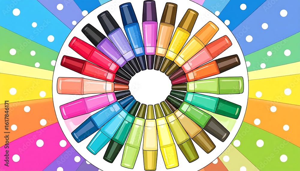 Fototapeta premium Colorful markers in a circle