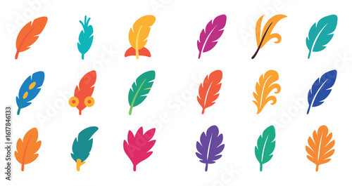 Colorful Feather Icon Grid