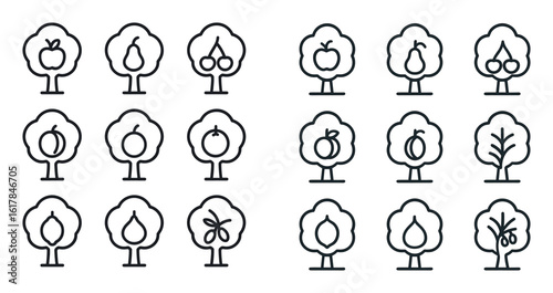 Fruit Tree Line Icons