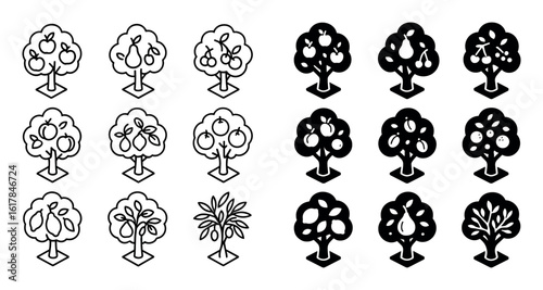 Fruit Tree Icons Grid