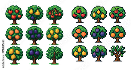 Pixel Fruit Tree Icons