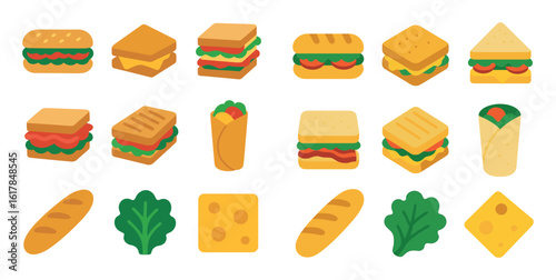 Colorful Sandwich Icons
