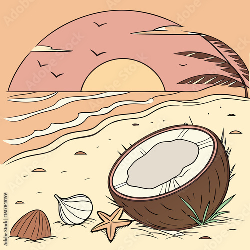 illustration of coconut on the background