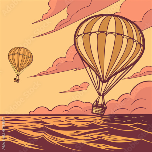 hot air balloon on the beach