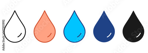 Blood Drop Icon Set Multiple Style Collection