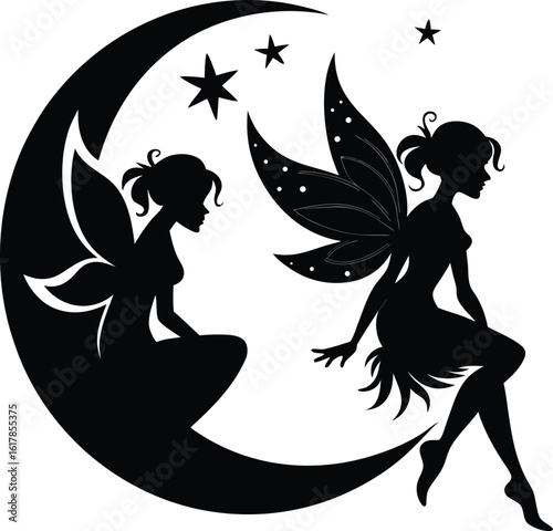 Graceful woman silhouette vector illustration with a fan, sword, and floral hair design