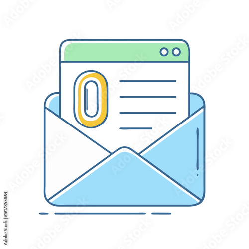 Email notification, receiving new messages, opened email envelope, digital inbox concept