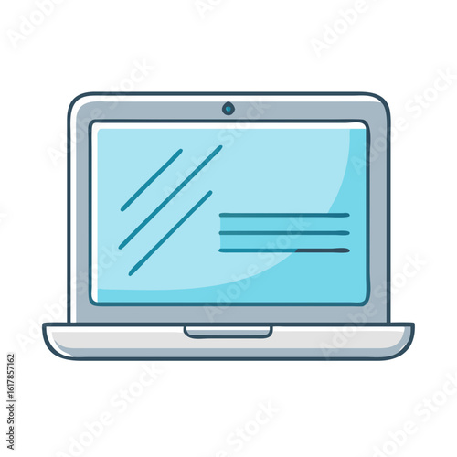 Cartoon drawing of a laptop computer with a light blue screen