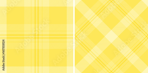 Two cheerful, pastel yellow plaid patterns. Perfect for textile design, website backgrounds, or crafting projects.
