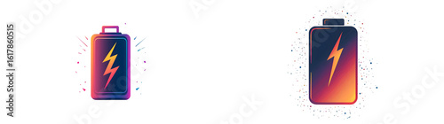 icon of a battery with a lightning bolt representing energy power and charging Ideal for technology and sustainability themes isolated