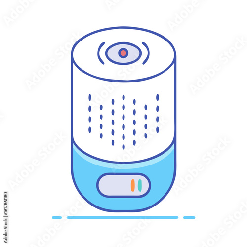 Illustration of a modern smart home air humidifier with indicator lights