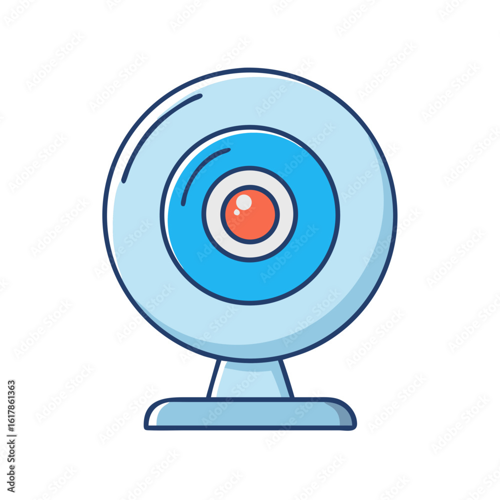 Illustration of a classic blue webcam device used for video conferencing Illustration of a classic blue webcam device used for video conferencing