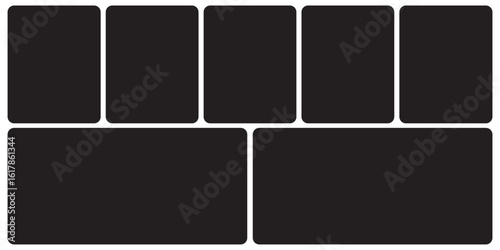 Photo collage vector template 7 pictures empty style for moodboard, album 10 eps