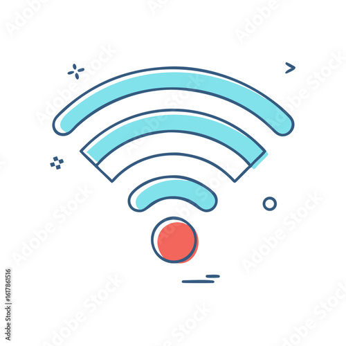 Colorful illustration of a WiFi signal icon with decorative elements surrounding it