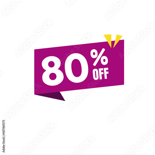 80% Off Banner Isolated on White Background – Massive Discount Promotional Label