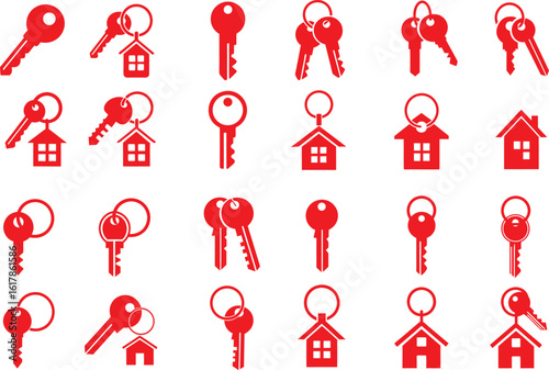 Collection of key icons house keychains
