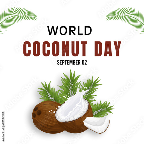 World Coconut Day Banner – 2nd September Celebration Background with Green Coconuts for Social Media & Covers