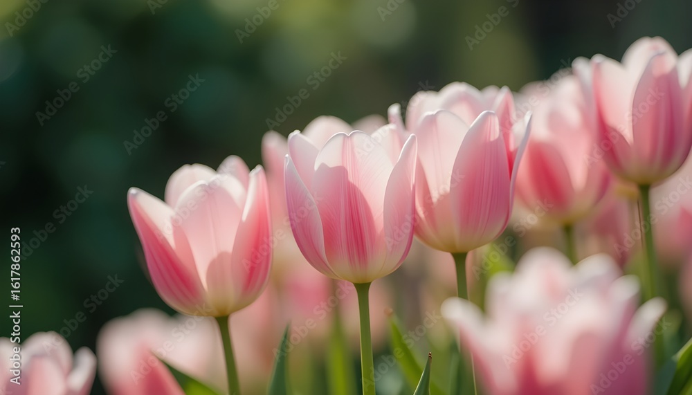 Fototapeta premium Pastel tulips gently swaying in the breeze