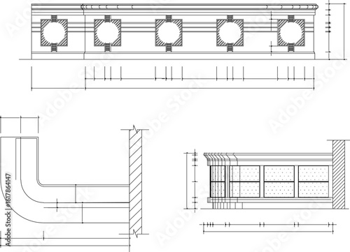 Vector sketch illustration of interior furniture design image of long table for cafe and restaurant ordering drinks