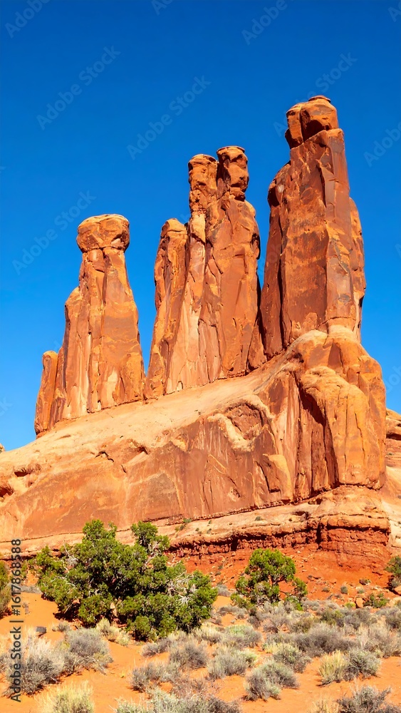 Fototapeta premium Red rock formations against a clear sky