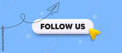 Follow us search bar. Share plane line icon. Follow us tag. Special offer sign. Super offer symbol. Search button with 3d cursor. Vector