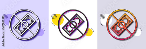 Corrupt line icon. Halftone dotted pattern. Gradient icon with grain shadow. No cash money sign. Stop corruption crime symbol. Line corrupt icon. Various designs. Vector