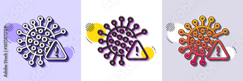 Coronavirus line icon. Halftone dotted pattern. Gradient icon with grain shadow. Covid virus sign. Infection alert symbol. Line covid virus icon. Various designs. Vector