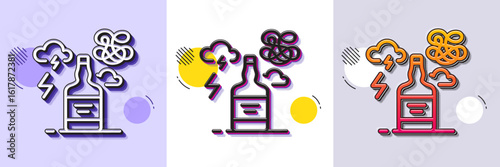 Alcohol addiction line icon. Halftone dotted pattern. Gradient icon with grain shadow. Difficult stress sign. Mental health problem symbol. Line alcohol addiction icon. Various designs. Vector