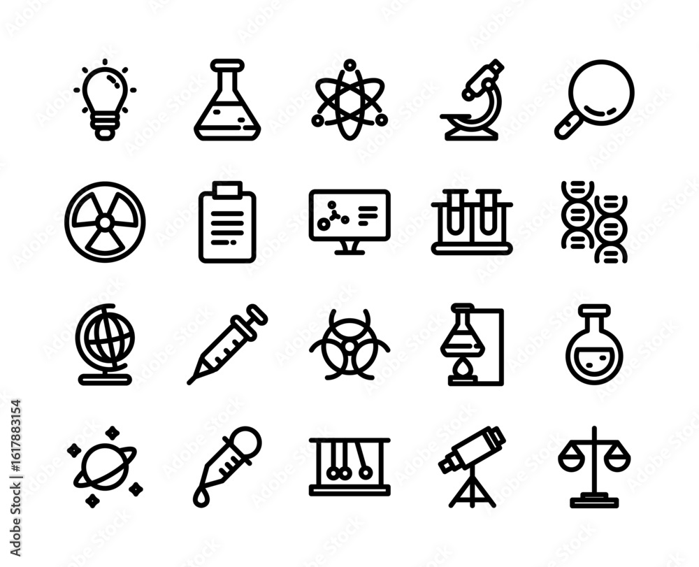 Fototapeta premium Science, Physics, and Chemistry Black Outline Icon for Website and Application Design.