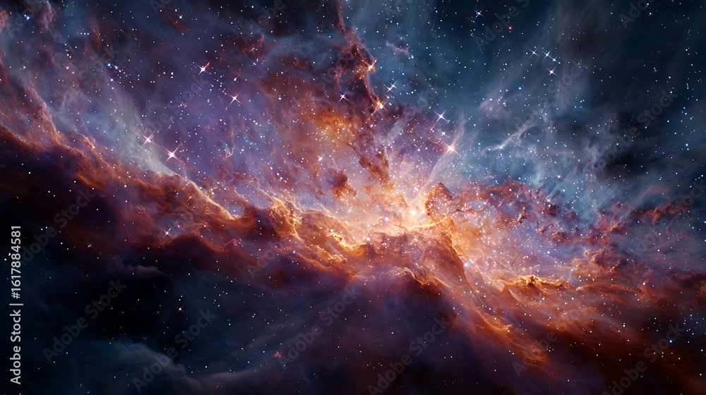Fototapeta premium Exploring a Stunning Galaxy Nebula Formation with Shining Stars