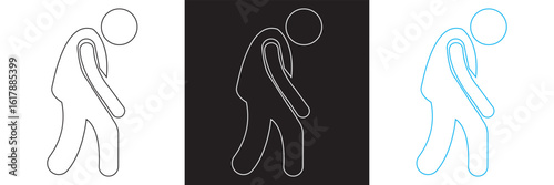 Mental fatigue icon. Vector for showing burnout, exhaustion, energy depletion and chronic tiredness. Tired person icon. Vector illustration. isolated on white and black background. EPS 10