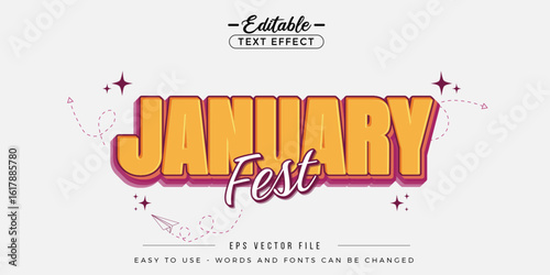 January fest text style, editable text effect.