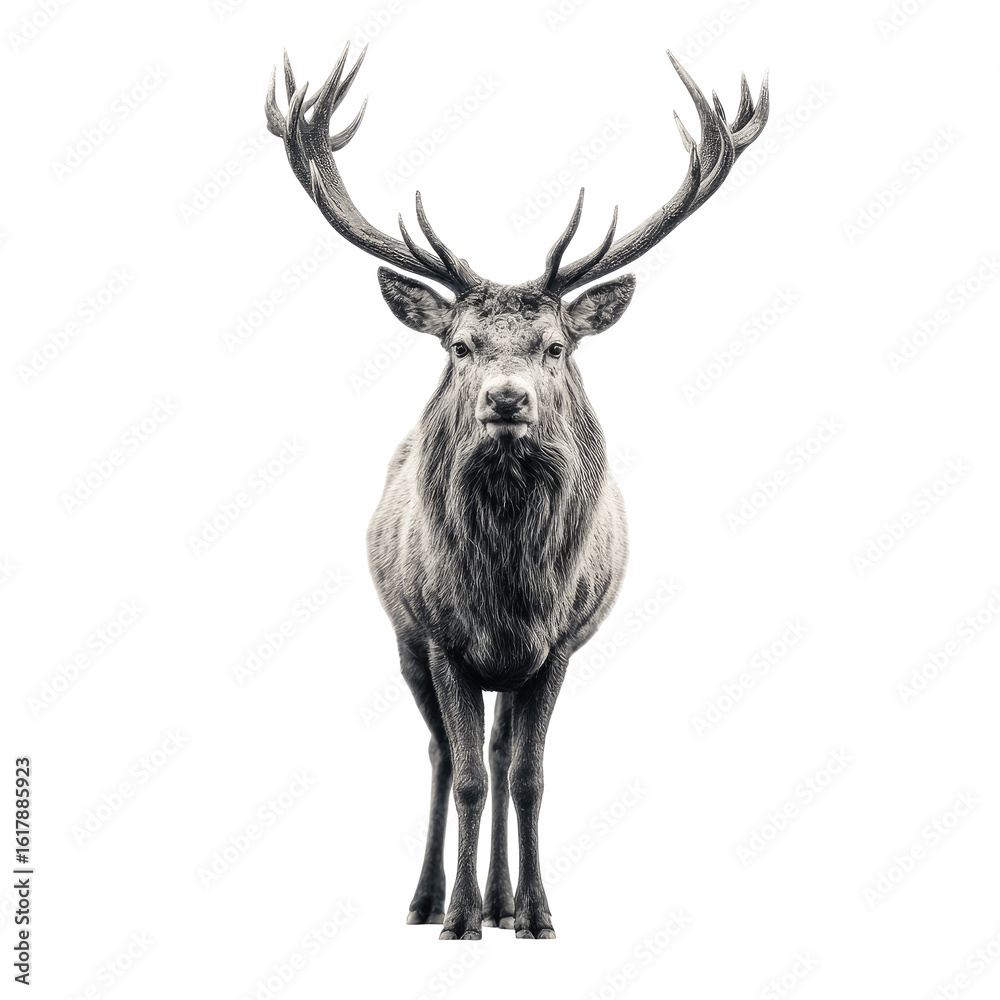 Fototapeta premium Monochrome stag portrait, full-body view