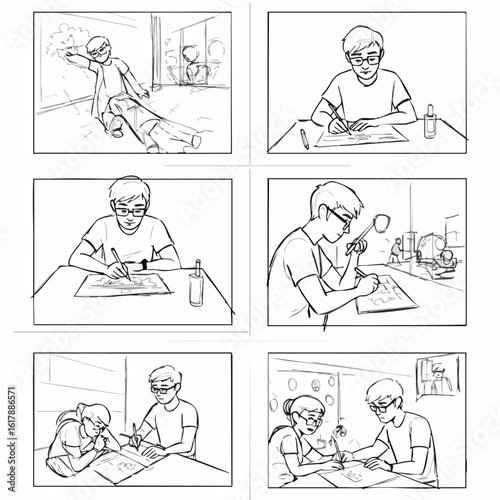 Storyboard of a Young Artist's Creative Process: From Concept to Collaborative Design and Problem-Solving