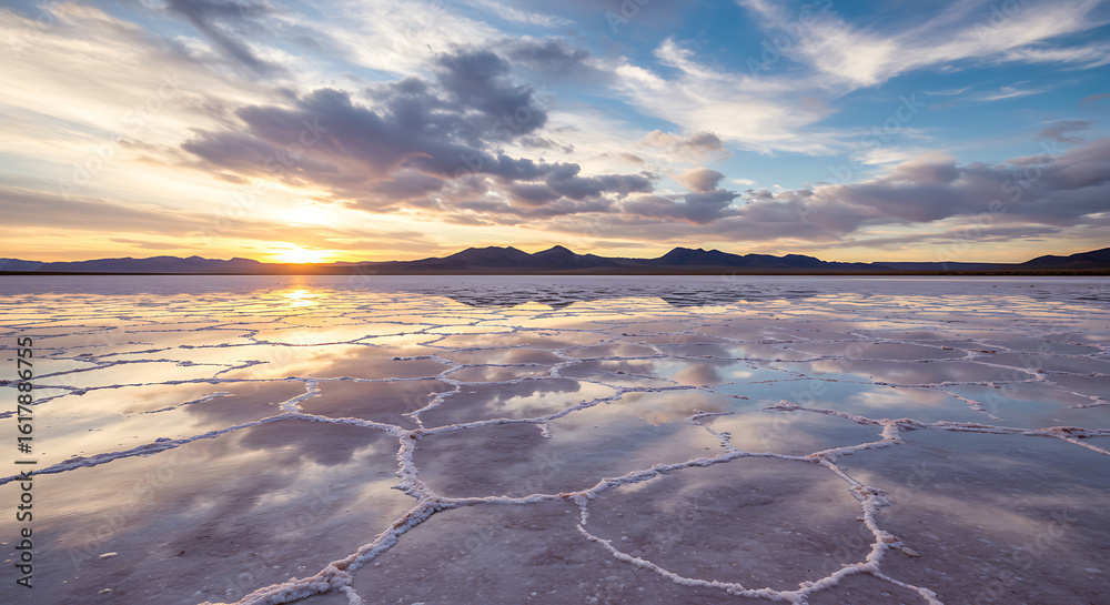 Photograph the surreal, mirror-like surfaces of salt flats, cracked mineral plains, or dried lake beds under natural light—especially during golden hour or with reflections.
Photograph the surreal, mirror-like surfaces of salt flats, cracked mineral plains, or dried lake beds under natural light—especially during golden hour or with reflections.