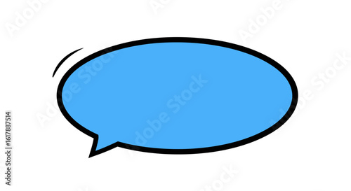 Light Blue Comic Style Speech Bubble with Black Outline and Tail