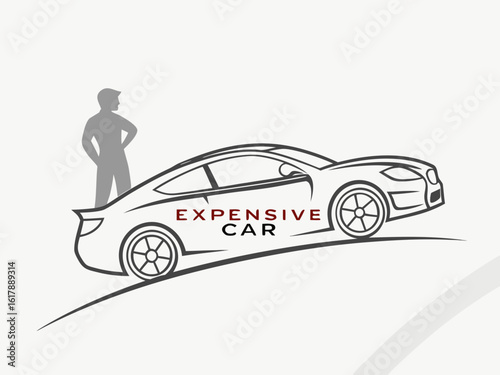 Elegant Line Art Illustration of an Expensive Car